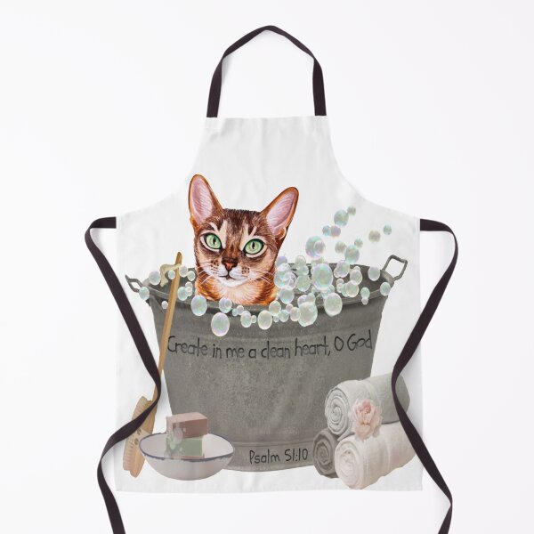 Item preview, Abyssinian Cat in Bubble Bath Bible Verse Create In Me A Clean Heart, Oh God. designed and sold by TheKingdomAttic.