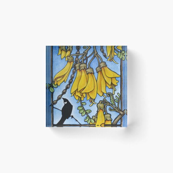 Item preview, Tui in the kowhai tree designed and sold by AprilAppleArt.