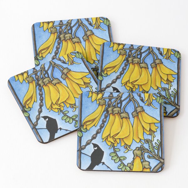 Item preview, Tui in the kowhai tree designed and sold by AprilAppleArt.