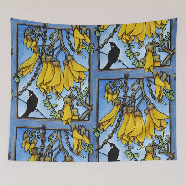 Item preview, Tui in the kowhai tree designed and sold by AprilAppleArt.