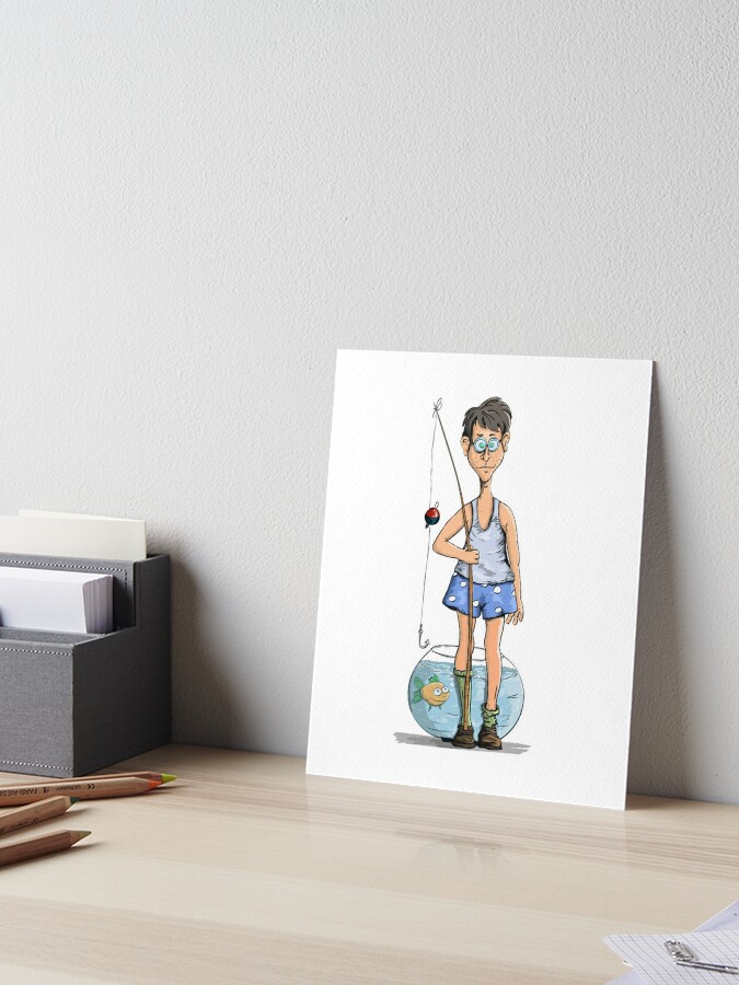 funny fishing man,fishing design ,fishing stickers,fishing decor Art Board  Print for Sale by medox90