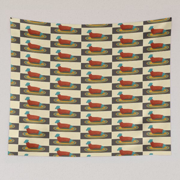 Item preview, Handsome Blue Dachshund in a Red Plaid Sweater designed and sold by Davida Fernandez.