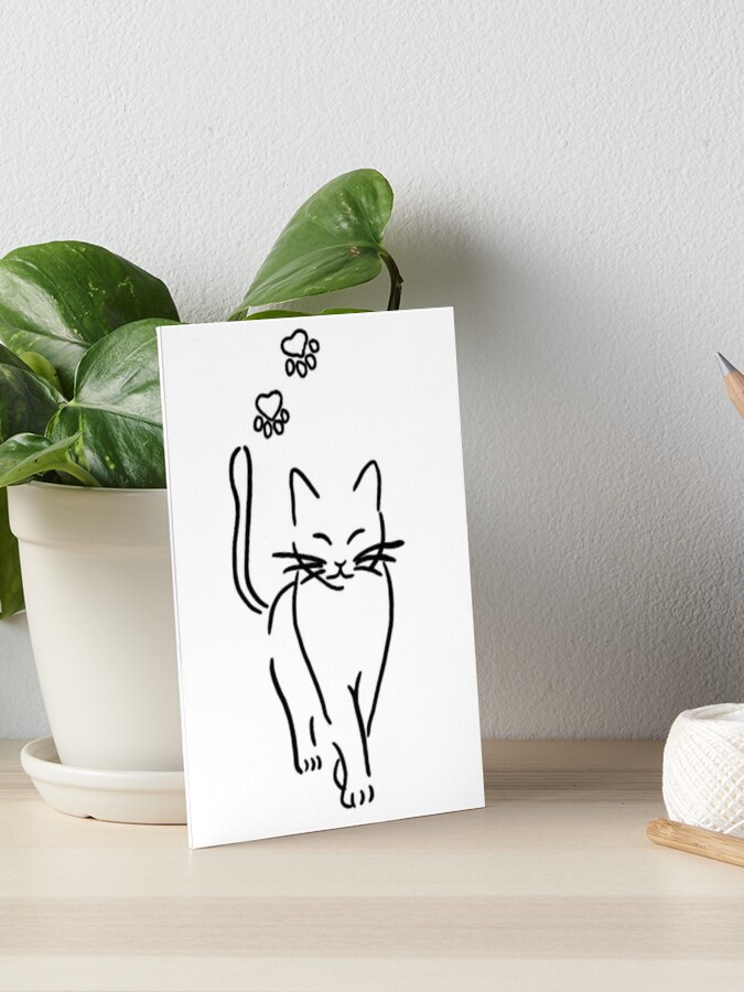 Quadro decorativo Gato linear com moldura de madeira  Embroidered canvas  art, Cat tattoo, Line art drawings