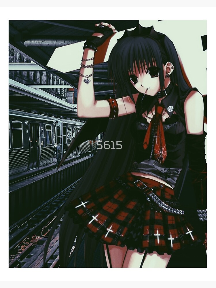 Dark Anime Girl Art Anime Aesthetic Print Gothic Emo Gamer 