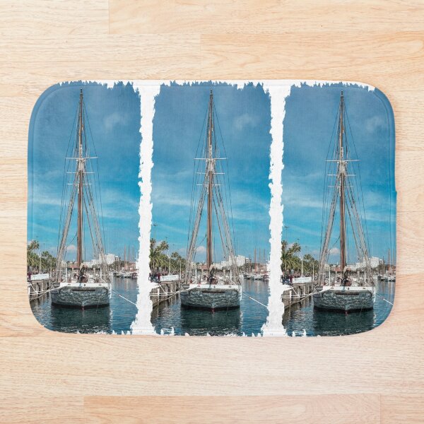 Item preview, Yacht Sailboat in Old Harbor in Barcelona Spain designed and sold by Andreea Eva Herczegh.