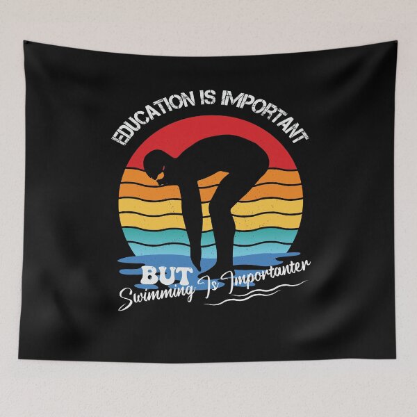 Item preview, Vintage Retro Sunset Education Is Important But Swimming Is Importanter Funny Swimming Lovers  designed and sold by pedrored369.