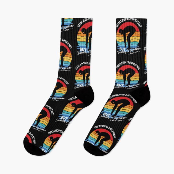 Item preview, Vintage Retro Sunset Education Is Important But Swimming Is Importanter Funny Swimming Lovers  designed and sold by pedrored369.