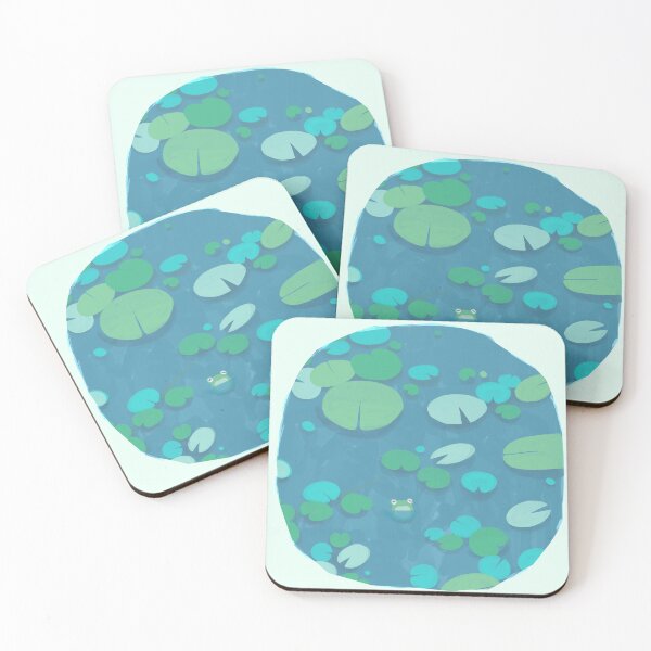 Item preview, Lily Pad Pond - Lilypads illustration - Blue Round ver designed and sold by Milliarte_Shop.