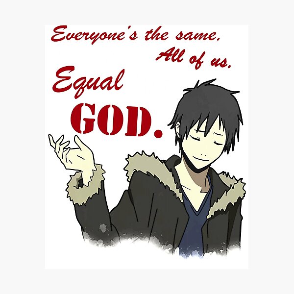Aperçu de l'œuvre Vintage Photograp Orihara Izaya Equality Quote Graphic pour les fans créée et vendue par Timothymati2828.