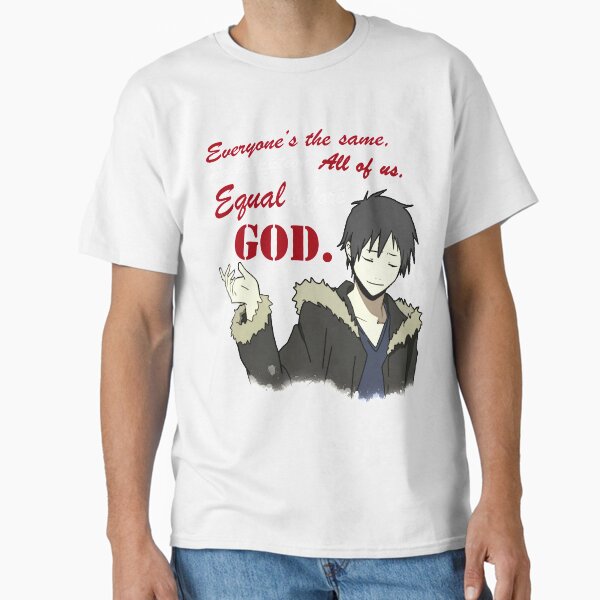 Aperçu de l'œuvre Vintage Photograp Orihara Izaya Equality Quote Graphic pour les fans créée et vendue par Timothymati2828.