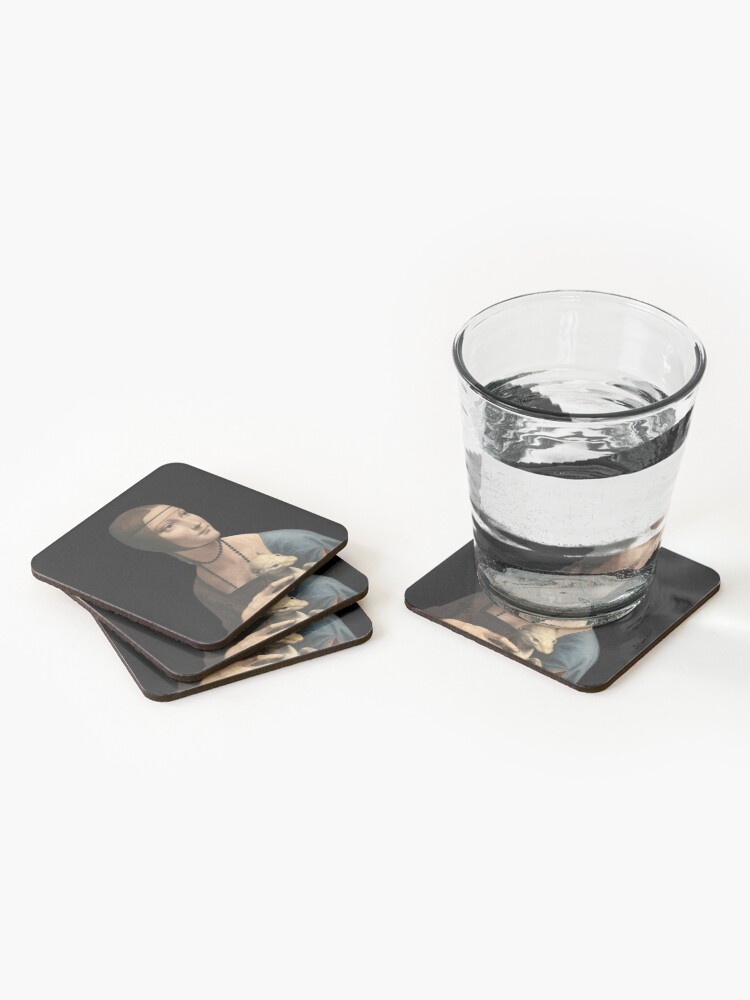 Thumbnail 2 of 5, Coasters (Set of 4), The Lady with an Ermine - Leonardo Da Vinci designed and sold by ArtMemory.
