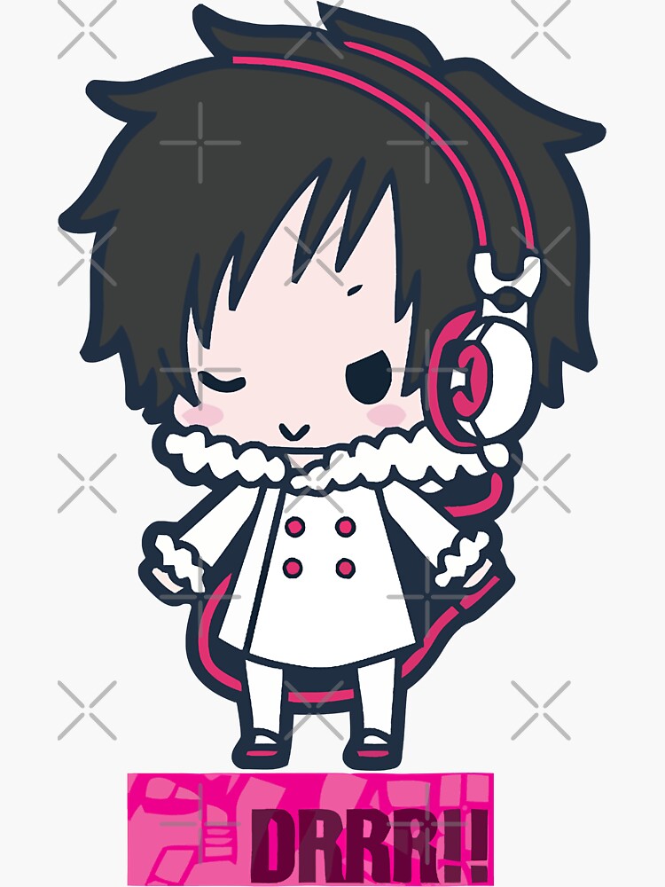 Aperçu 3 sur 3. Sticker avec l'œuvre Homme drôle Orihara Izaya Mikado Ryuugamine Chibi Fan créée et vendue par Timothymati2828.