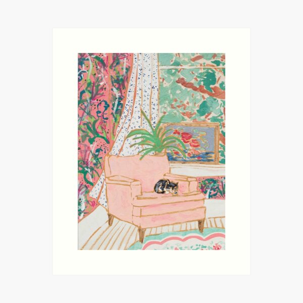 Catnap - Tuxedo Cat Napping in Chair by the Window Art Print