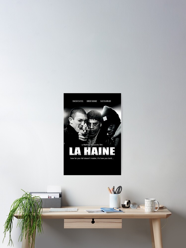 vintage black wite 3 man La Haine poster