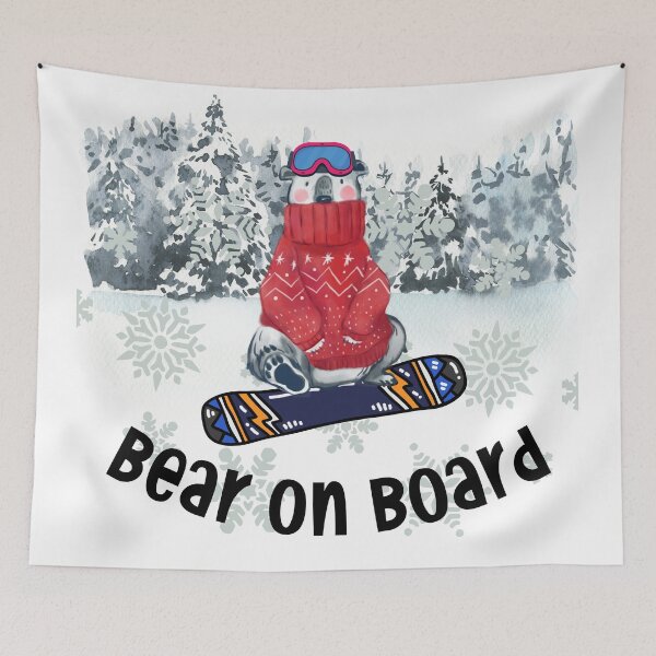 Item preview, Bear on snowboard designed and sold by BronikowskiART.