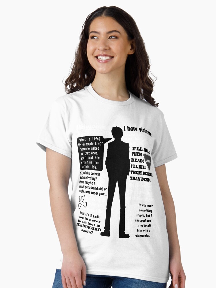 Aperçu 2 sur 7. T-shirt classique avec l'œuvre Vintage Retro Heiwajima Shizuo cite des cadeaux pour tout le monde créée et vendue par Timothymati2828.