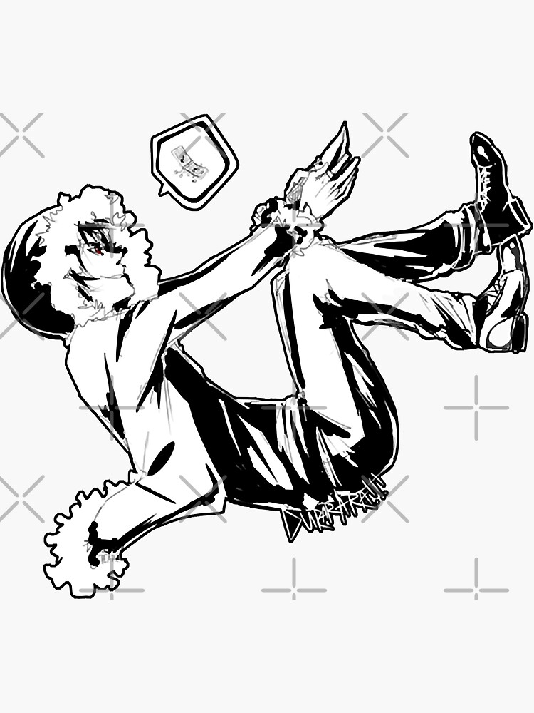 Aperçu 3 sur 3. Sticker avec l'œuvre Celty Manga Funny Men Orihara Izaya Fans Chat Room créée et vendue par Timothymati2828.