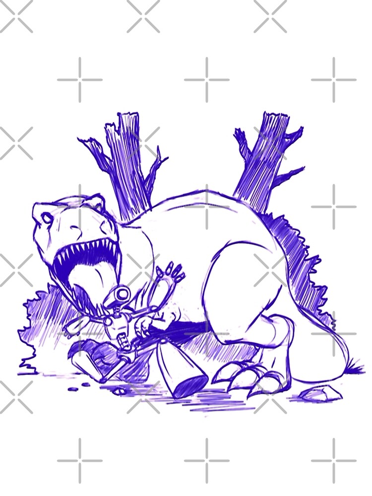 Dinosaurs And Robots- blue version by sketchbooksage