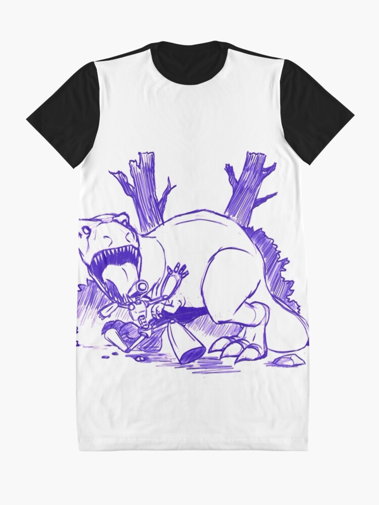 Alternate view of Dinosaurs And Robots- blue version Graphic T-Shirt Dress