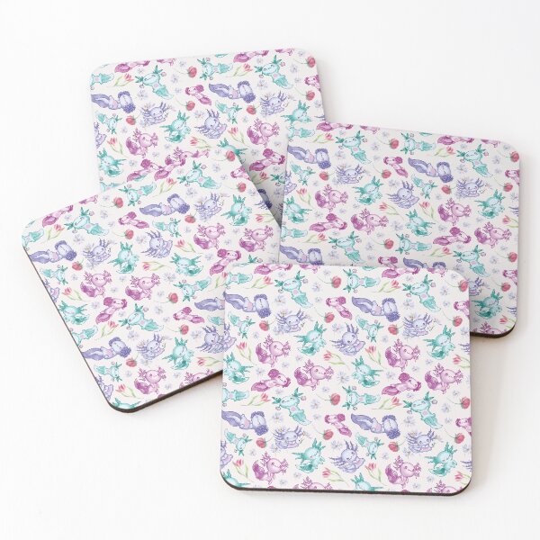 Item preview, Kawaii Flower Axolotl Pattern - Axolotl  designed and sold by YueHeng Creates ⭐⭐⭐⭐⭐.