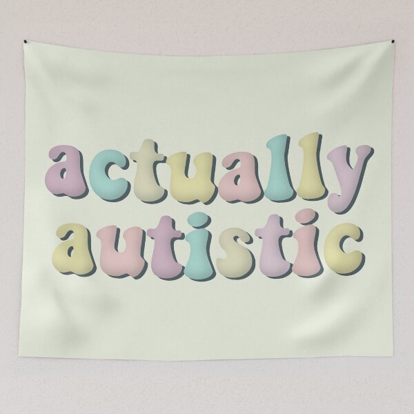 Item preview, Actually Autistic Retro Font Pastel Autism Awareness designed and sold by cashewdays.