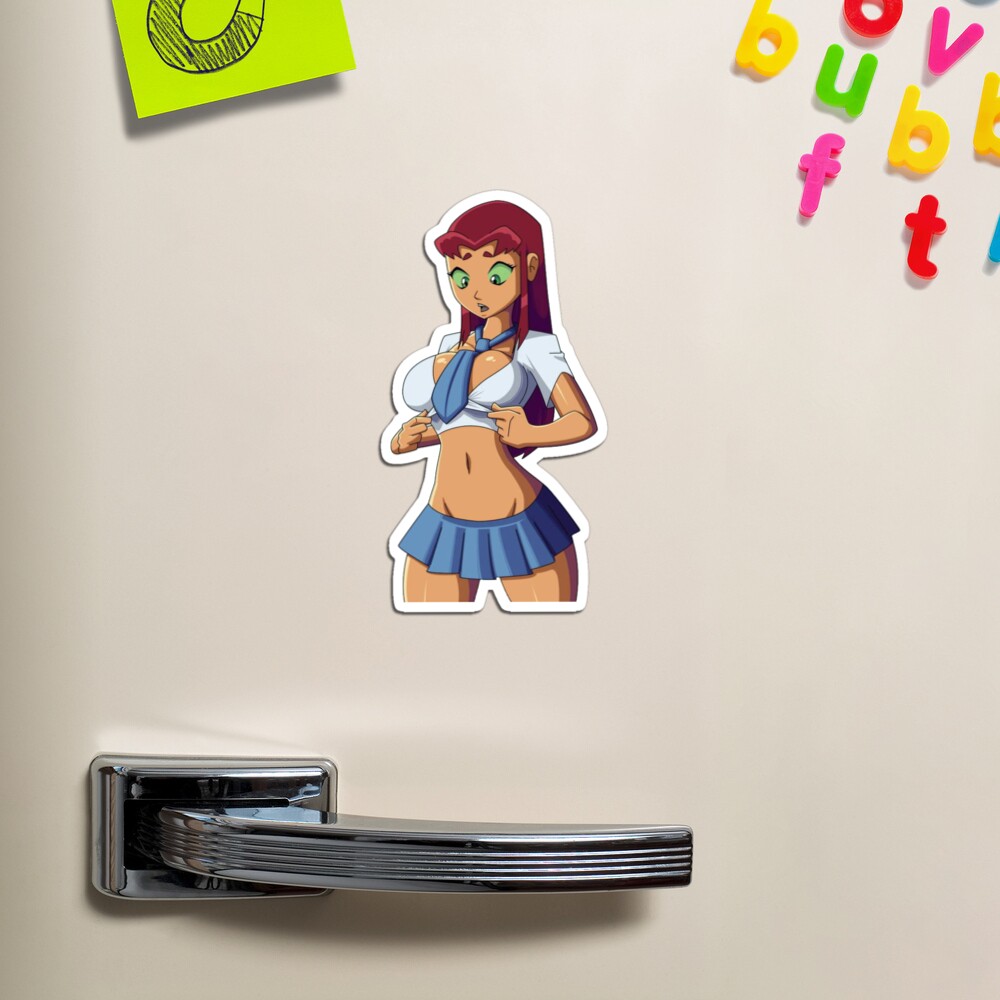 Starfire Schoolgirl Ecchi #002 Glossy Sticker | Magnet