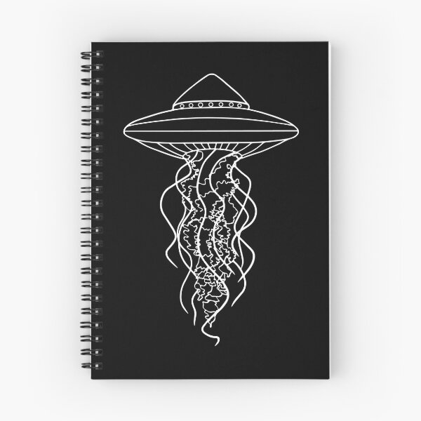 Item preview, UFO Jellyfish White Line Drawing on Black  designed and sold by Ciara Shortall.