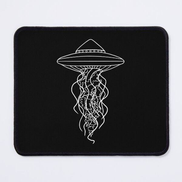 Item preview, UFO Jellyfish White Line Drawing on Black designed and sold by Ciara Shortall.