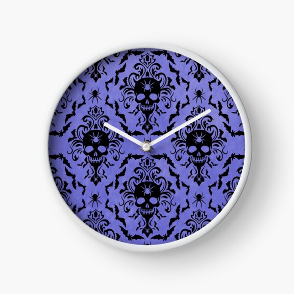 Gothic Damask Pattern (Spider Mind Blue) Clock