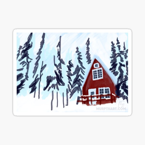 Winter Cottage Sticker
