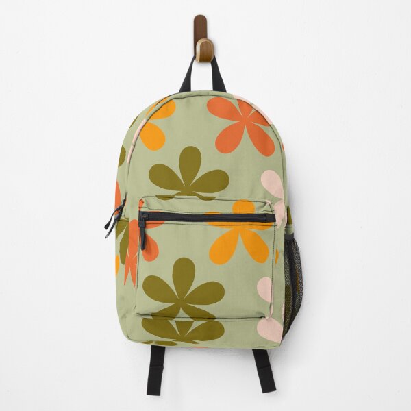 Item preview, TANGERINE AND SWAMP GREEN FLOWER PATTERN designed and sold by Loona7.