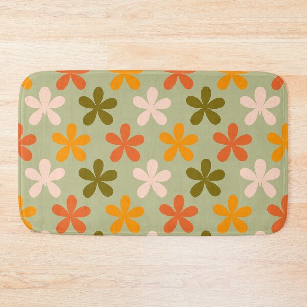 Item preview, TANGERINE AND SWAMP GREEN FLOWER PATTERN designed and sold by Loona7.