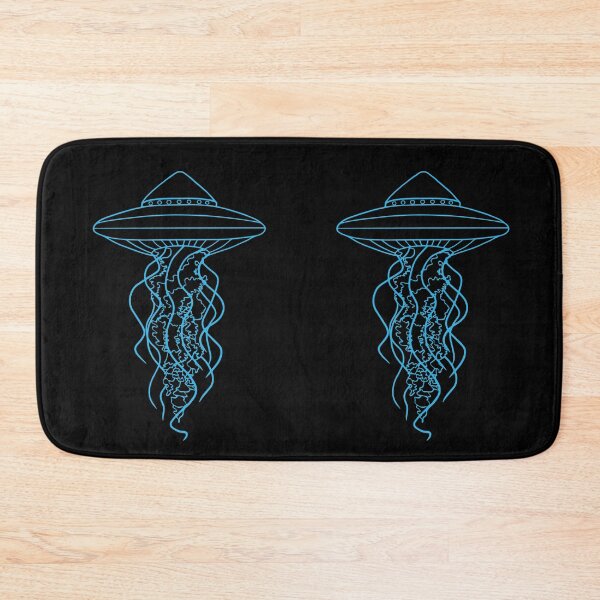 Item preview, Blue Glow UFO Jellyfish Line Drawing on Black  designed and sold by Ciara Shortall.