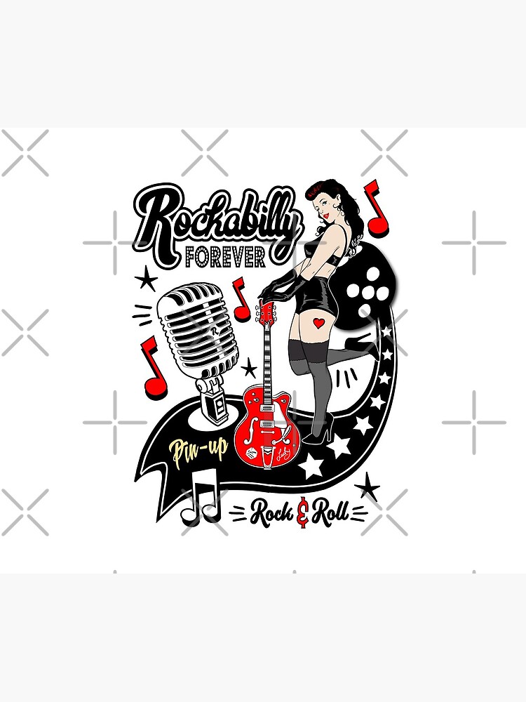 Rockabilly Style Pin Up Girl Guitar Dice Vintage Classic Rock and