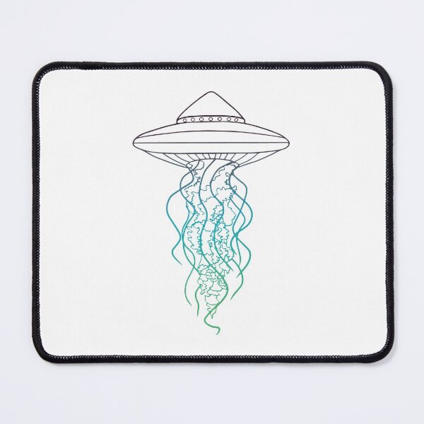 Item preview, UFO Jellyfish Line Drawing Black Blue Green Fade Gradient designed and sold by Ciara Shortall.