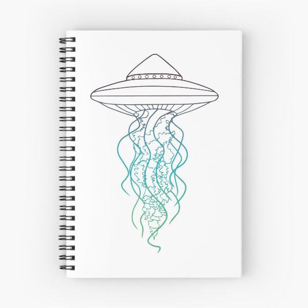 Item preview, UFO Jellyfish Line Drawing Black Blue Green Fade Gradient designed and sold by Ciara Shortall.