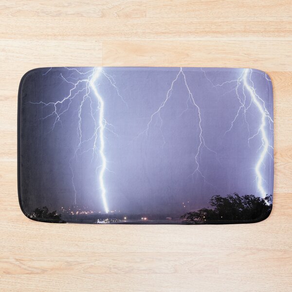 Item preview, "Giant Double Lightning Bolts" over small church designed and sold by sublimepw.