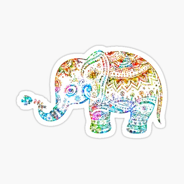 "Cute Floral Elephant Glitter Texture Sticker" Sticker for Sale by