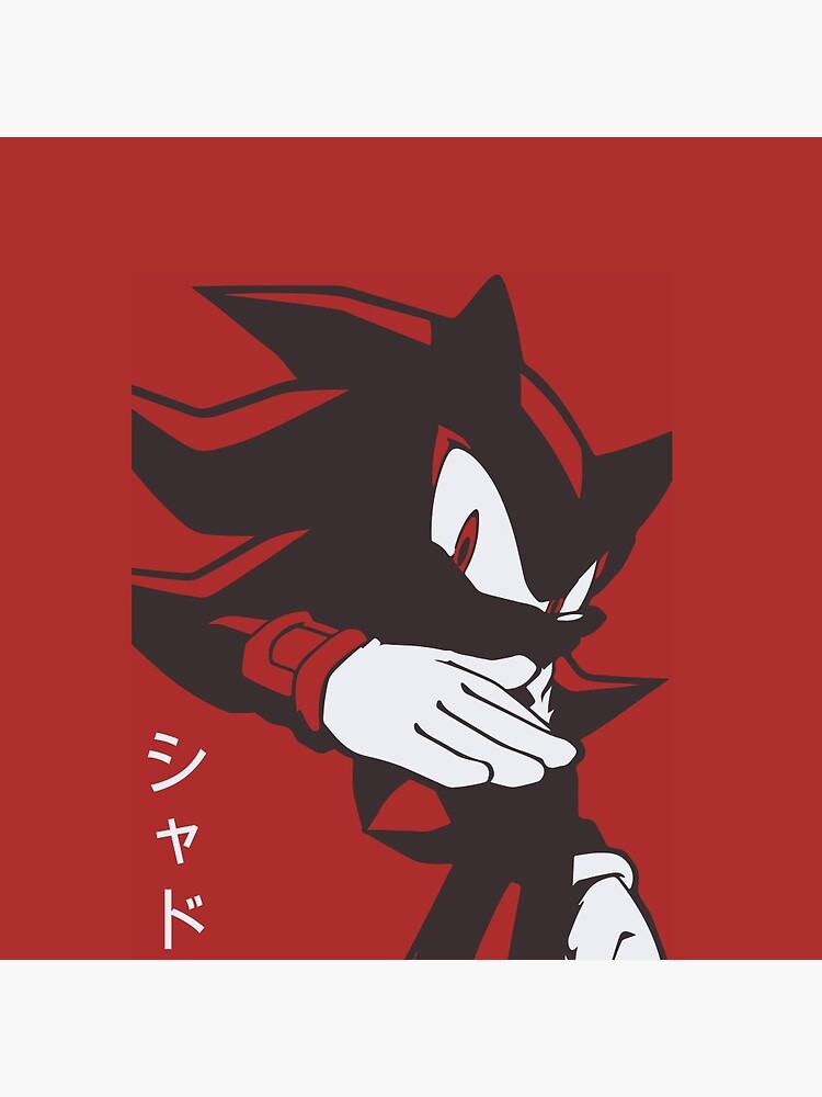 Thumbnail 3 of 3, Pin, Normal Black Shadow Hedgehog anime manga style Background Red designed and sold by discreetgeeks.