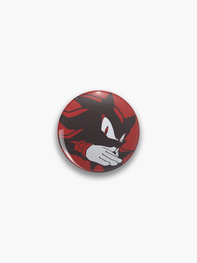 Thumbnail 1 of 3, Pin, Normal Black Shadow Hedgehog anime manga style Background Red designed and sold by discreetgeeks.