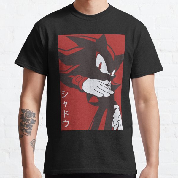 Normal Black Shadow Hedgehog anime manga style Background Red Classic T-Shirt