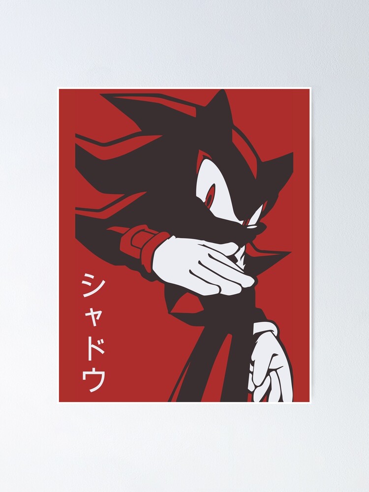Normal Black Shadow Hedgehog anime manga style Background Red