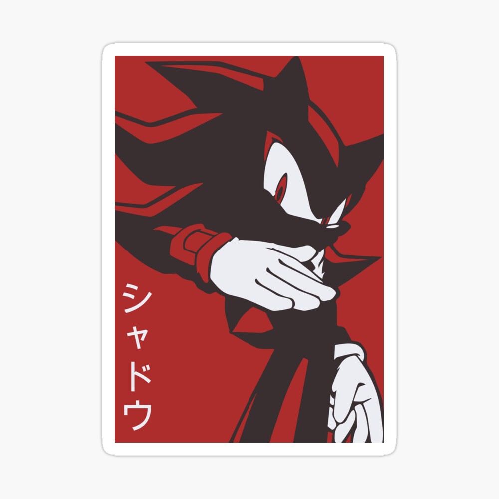 Normal Black Shadow Hedgehog anime manga style Background Red