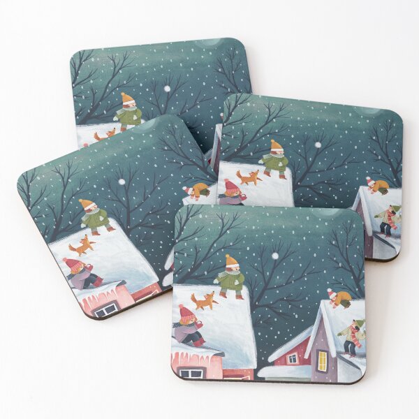 Item preview, Kids Play Snowballs on the Rooftops  designed and sold by AnnBelik.