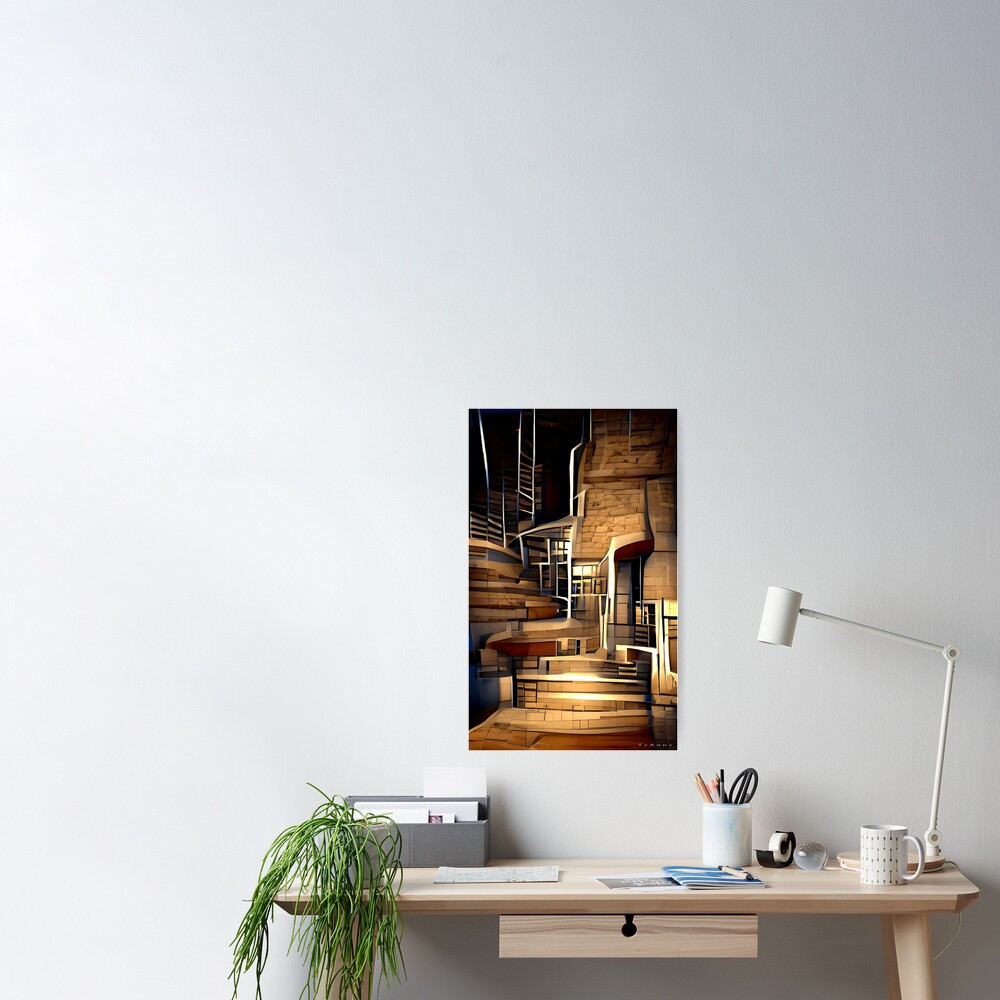 Eschers Staircase Retro House Abstract 10 Poster For Sale By Teanne