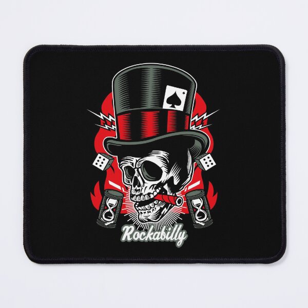 Item preview, Rockabilly Rock Skull Retro Classic Rock and Roll Bikers designed and sold by MemphisCenter.