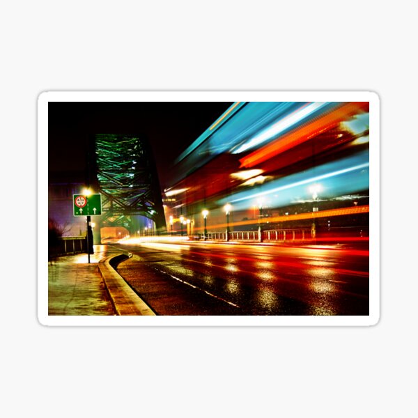 Tyne Bridge - Passing Traffic at Night Sticker