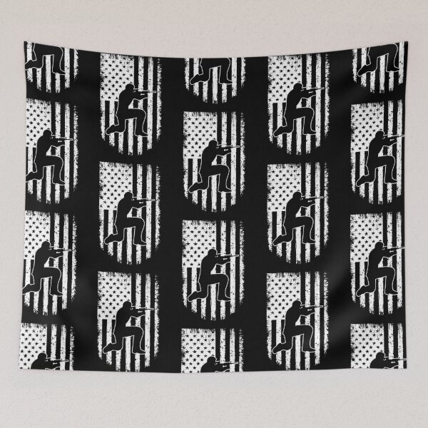 Item preview, Shooting USA Flag Black White designed and sold by LucianaShop.
