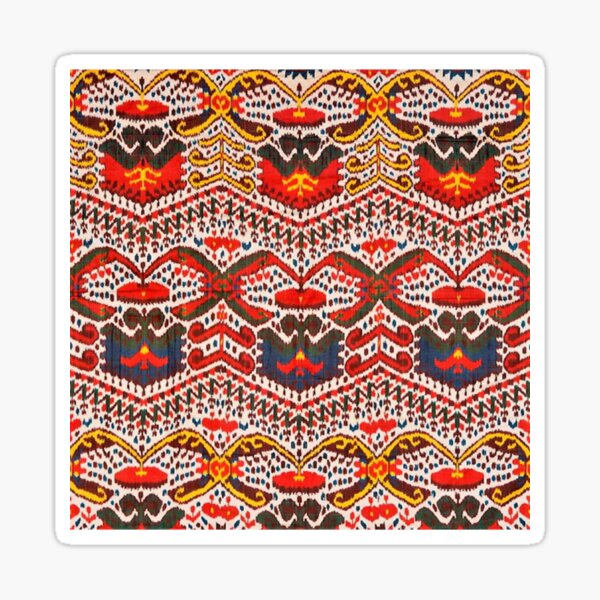 Item preview, Bright sunny colors of Uzbek ikat atlas al    designed and sold by EVintageGallery.