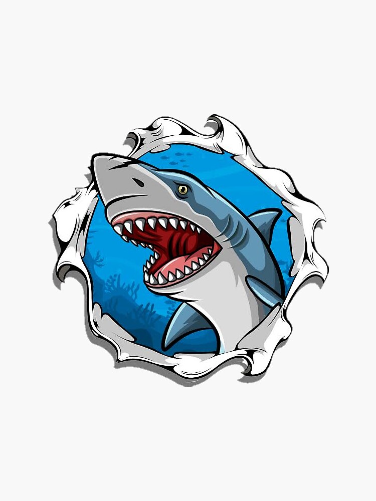 Blue shark attack Sticker by RIAD16